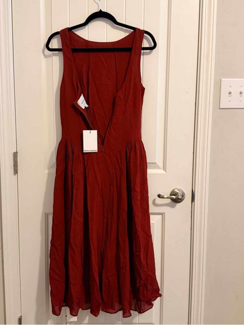 REFORMATION Rust Red Midi Dress - Picture 4 of 6